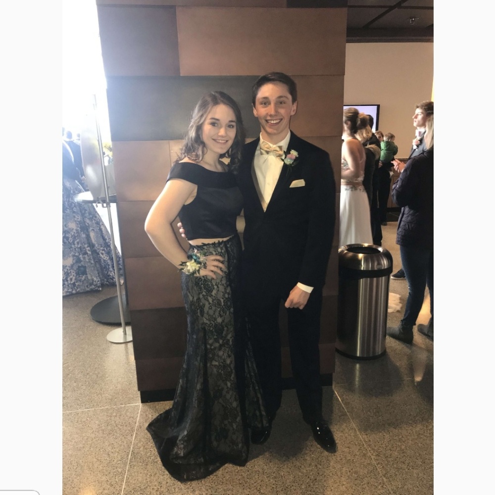 Black two piece prom dress